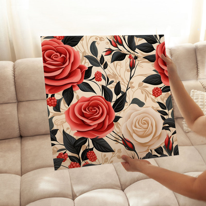 «Floral Rose Flowers VI», reproduction d'art non encadrée, H 18 po x l 18 po