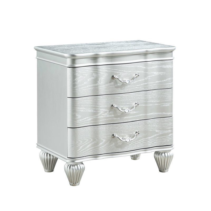 Armoire de chambre à coucher en argent avec 3 tiroirs - Design moderne et élégant 3 Table de chevet pour améliorer l'esthétique du chevet