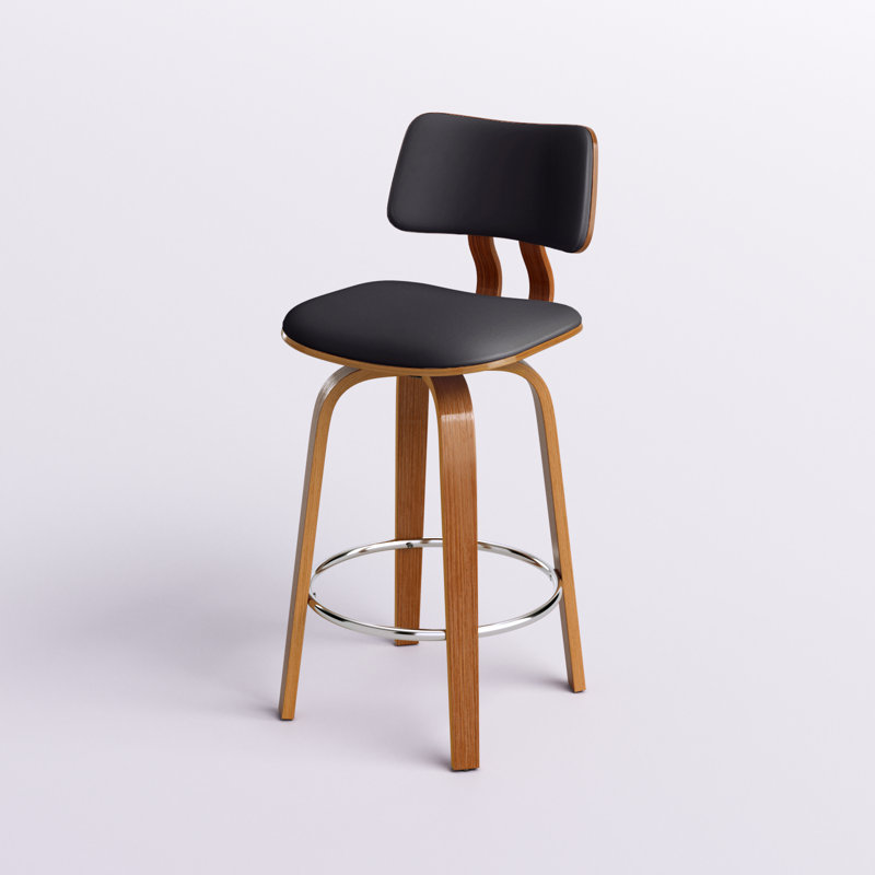 Benelli Mid-Century 26" Counter Stool With Swivel, Black