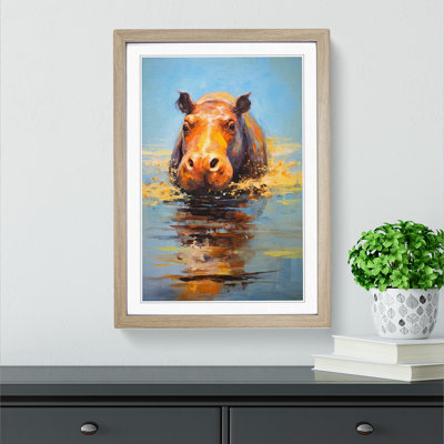 Hippo Impressionism - Framed Print