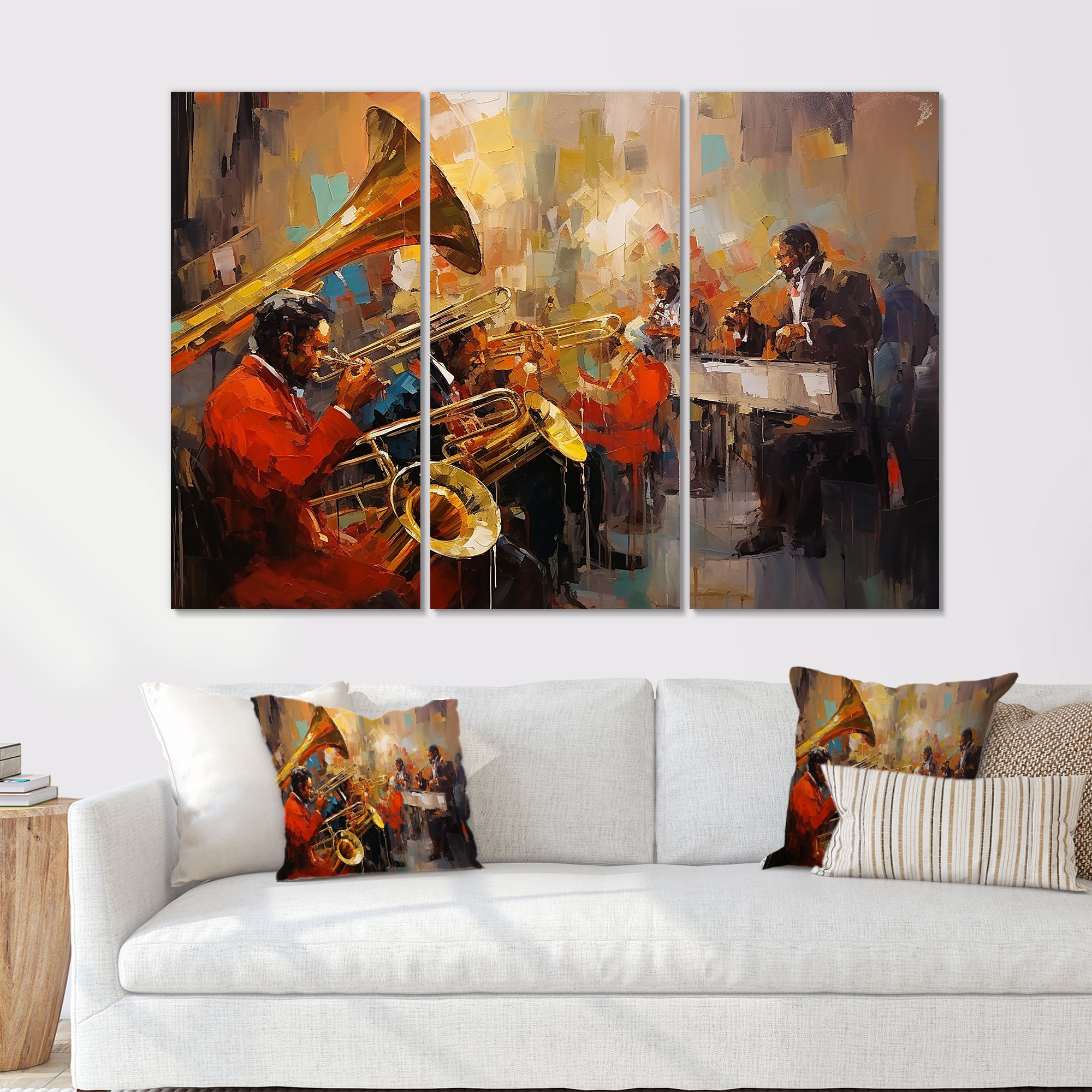 Design Art Brass Band Golden Tuba Orchestra - Musician Wall Art Set ...