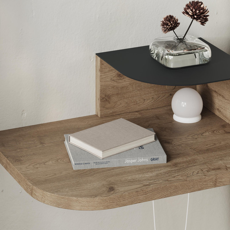 40cm W Manufactured Wood Bedside Table, Natural Oak