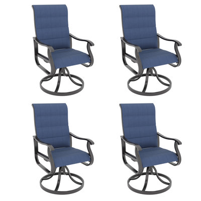 Derrald High Back Padded Swivel Rocking Outdoor Patio Dining Armchairs(Set of 4)