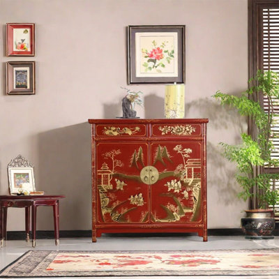 Hand-Painted Cabinet with Two Doors