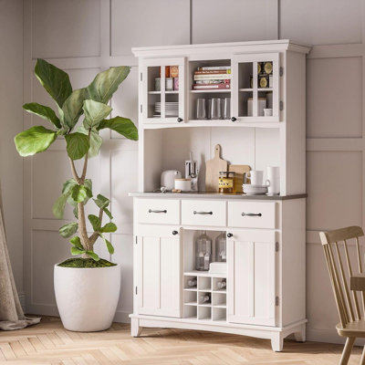 Buffet traditionnel avec bahut, blanc cassé