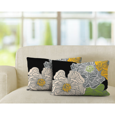 Floral Outdoor Reversible Throw Pillow