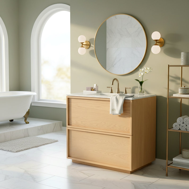 Meuble-lavabo simple 36 po Benajah, Naturel