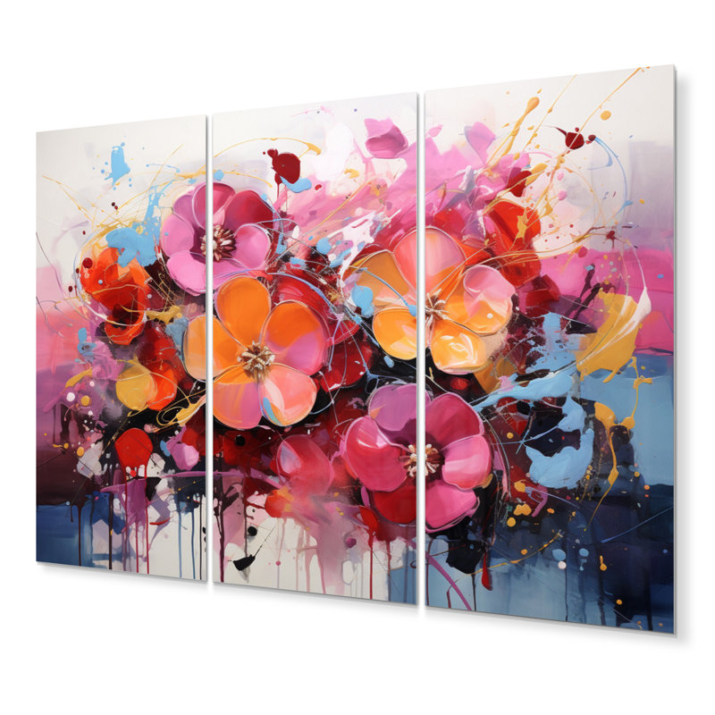«Colorful Fashion Flowers Expression - Abstract Botanicals», ensemble de reproductions d'art en métal