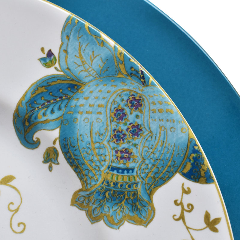 Eliza Teal and White Porcelain 16-Piece Dinnerware Set