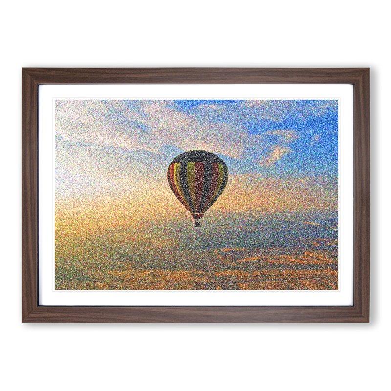 Hot Air Balloon Ride by Georges Seurat - Picture Frame Painting, Walnut Framed, 36cm H x 48cm W x 2cm D