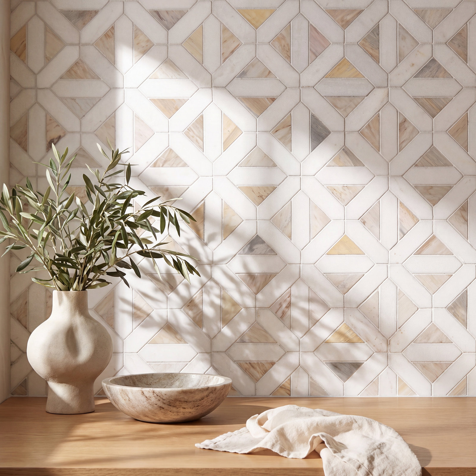 Auralie 12" x 12" Marble Mosaic Tile