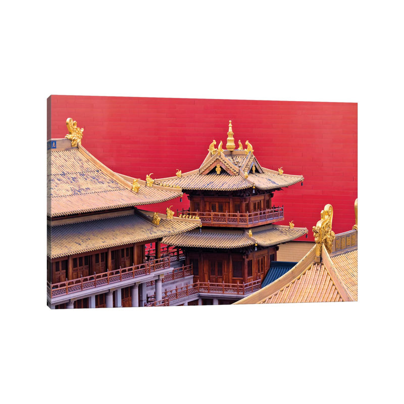Architectural details of Jing'an Temple, Shanghai, China 1 Piece Wrapped Canvas Wall Art, 20.32cm H x 20.32cm W