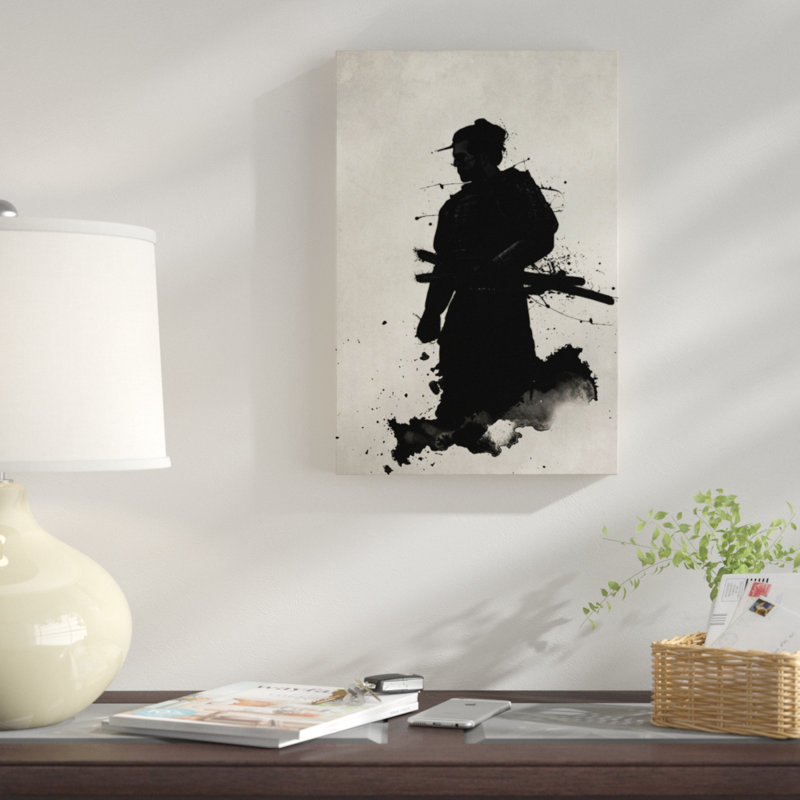 « samurai », impression sur toile, H 40 po x l 26 po x P 1,5 po, Pas de tapis, Toile tendue