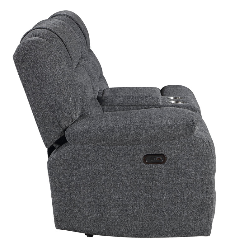 Hynes 3-Piece Chenille Sectional, Dark Gray, Power - Push Button