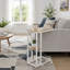 Table d'appoint en forme de C avec tablette ouverte, parfaite pour le salon et la chambre à coucher, design contemporain et moderne