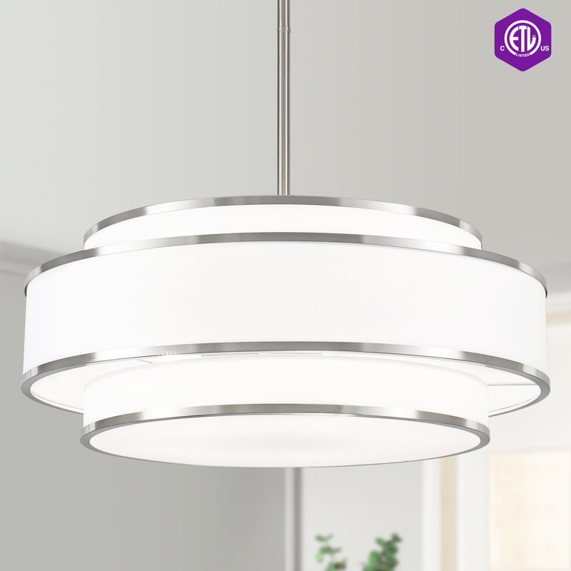 23.78" Modern 5-light Dimmable Drum Chandelier, Nickel