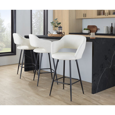 Tabouret de bar à hauteur fixe 26 "avec pieds en métal et repose-pieds carré Lake