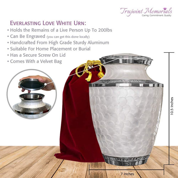 Everlasting Love Beautiful and Timeless White Adult Cremation Urn
