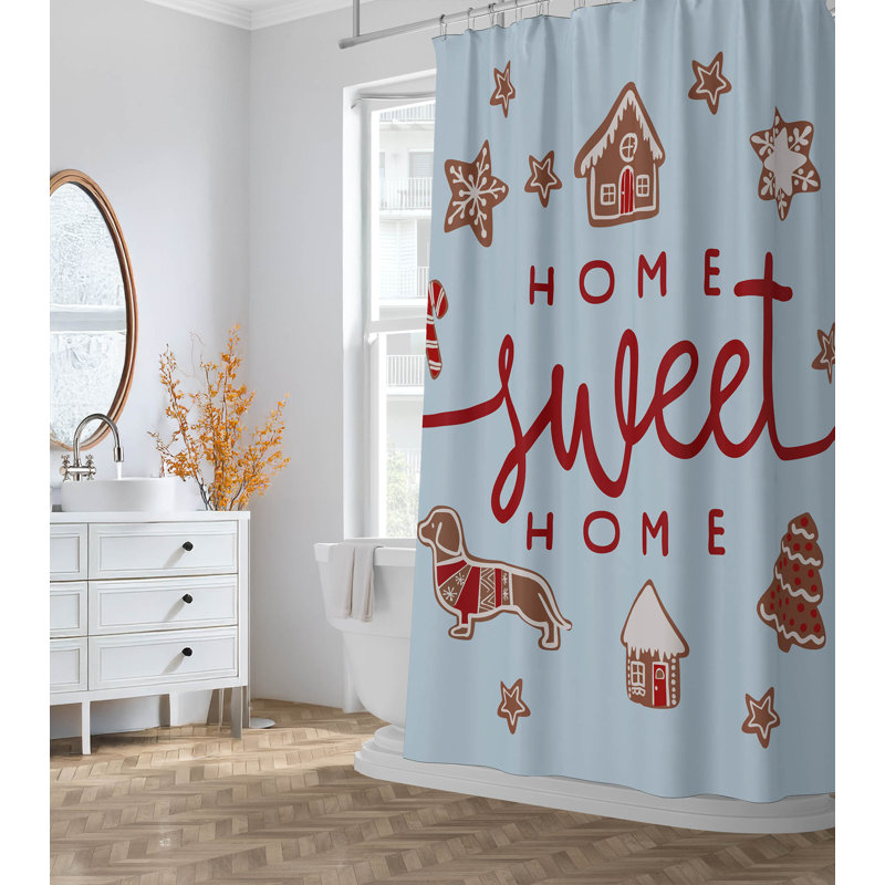 Rideau de douche ultra-mince Gingerbread Home Sweet Home, Argent