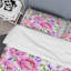 Fleurs mauves et feuille verte - ensemble de housse de couette floral - microfibre de polyester-1577385367