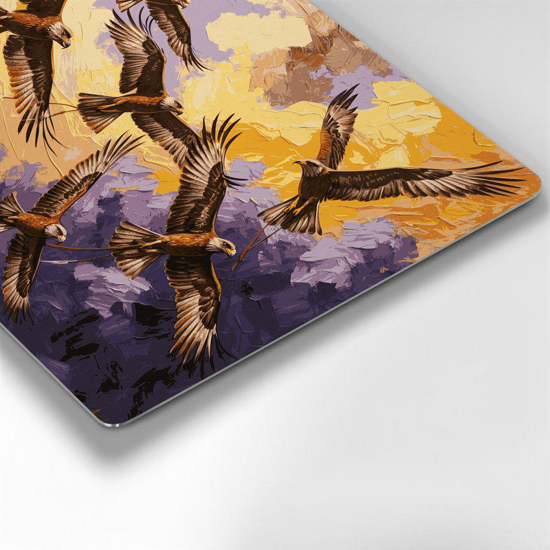 Art mural en métal oiseaux à bec jaune, H 144 po x l 216 po x P 0,05 po