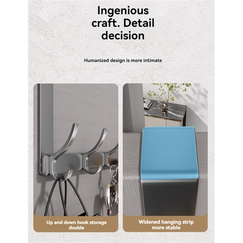 Support à crochets en aluminium avec tablette, H 11 po x l 16,92 po x P 1,81 po
