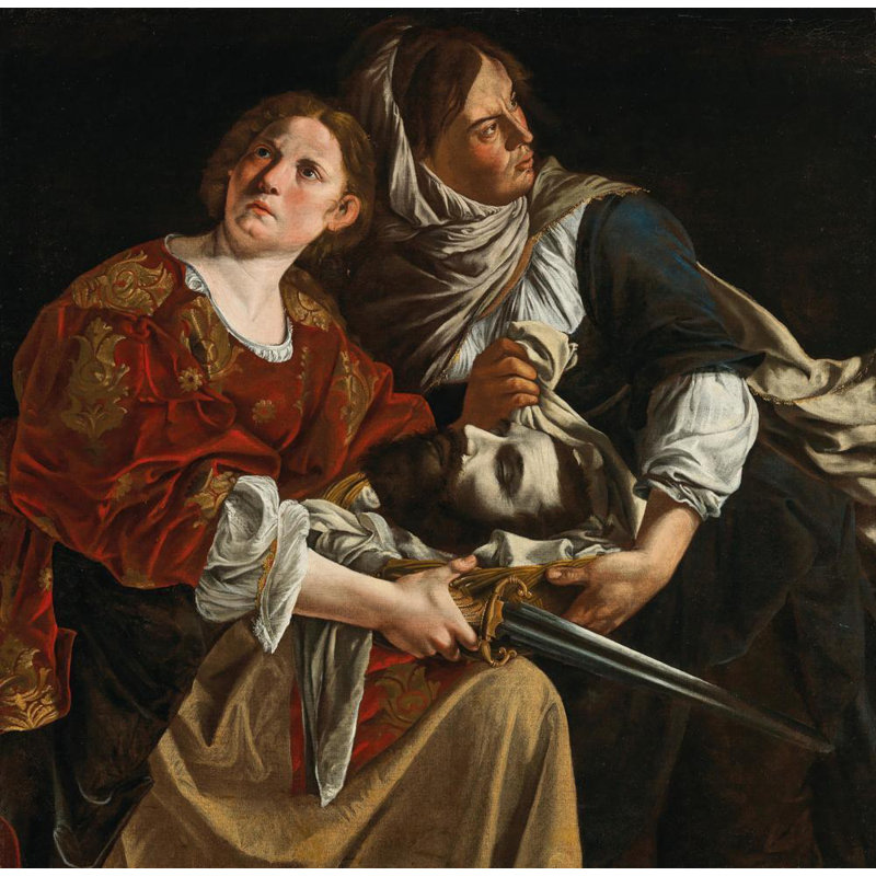 "Judith and Her Maidservant with the Head of Holofernes" by  Artemisia Gentileschi - Gallery Wrap Canvas Wall Art