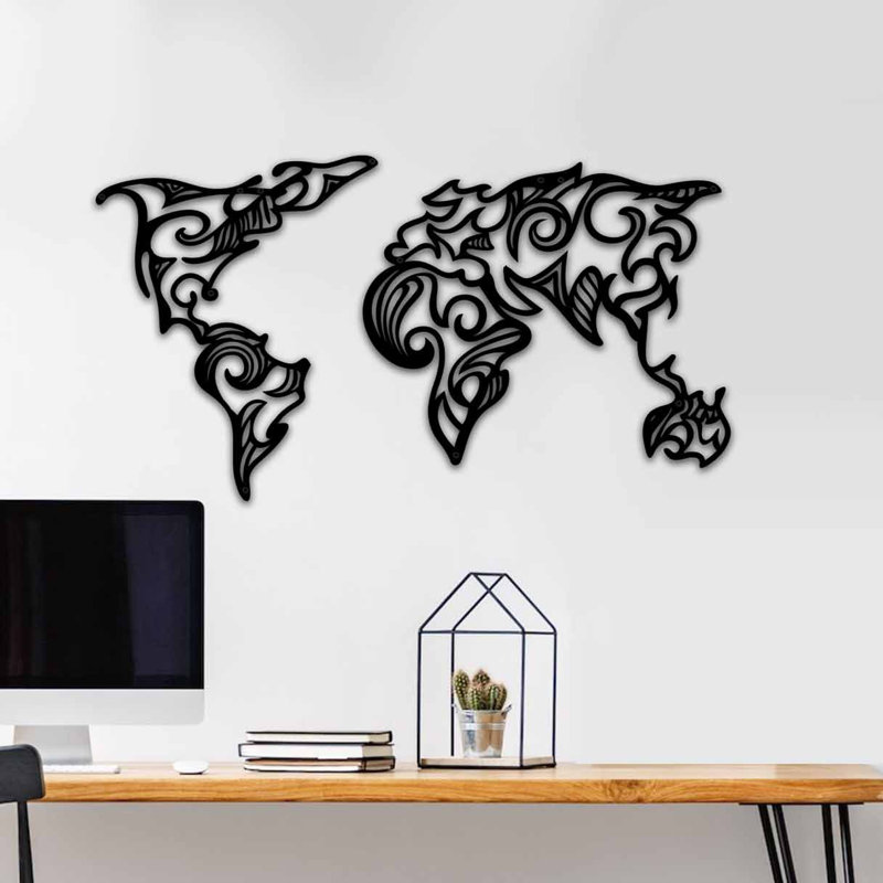 Decorative Black Metal Wall Accessory, 33.9 x 18.5 inches | 100% Metal Construction, Thickness: 0.06 inches | Easy Wall Mount Design | Stylish Home Decor for Living Room, Office, or Entryway