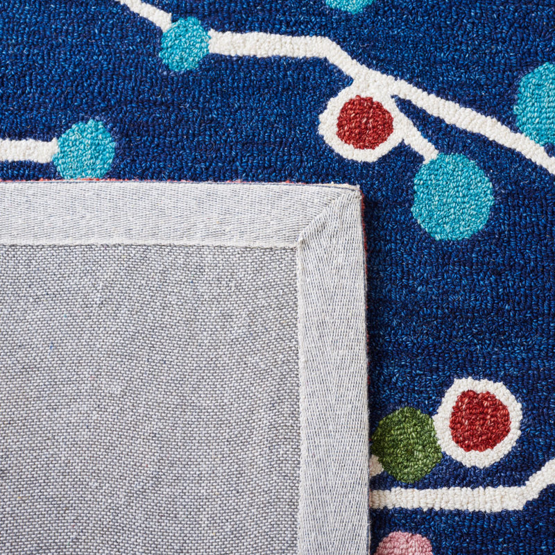 Jalayiah Hand Tufted Wool/Cotton Abstract Rug in Blue/Pink, Rectangle 3' x 5'