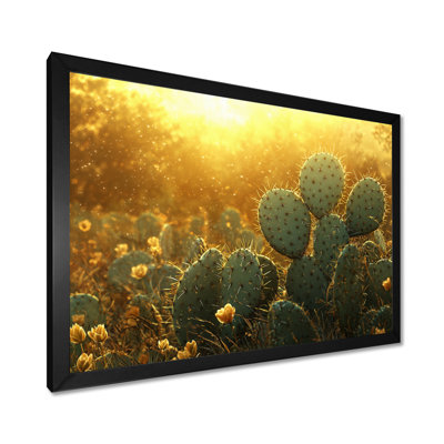 Marisca cactus dans la lumière dorée I - art mural cactus
