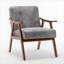 Chaise d'appoint de style Mid-Century moderne, revêtement en microfibre gris ardoise, structure en bois massif, siège d'appoint pour salon, adultes-114598486