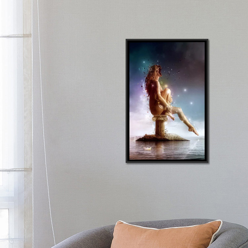 «Absent Minded», impression sur toile, H 26 po x l 18 po x P 1,5 po, Toile avec cadre noir, Pas de tapis