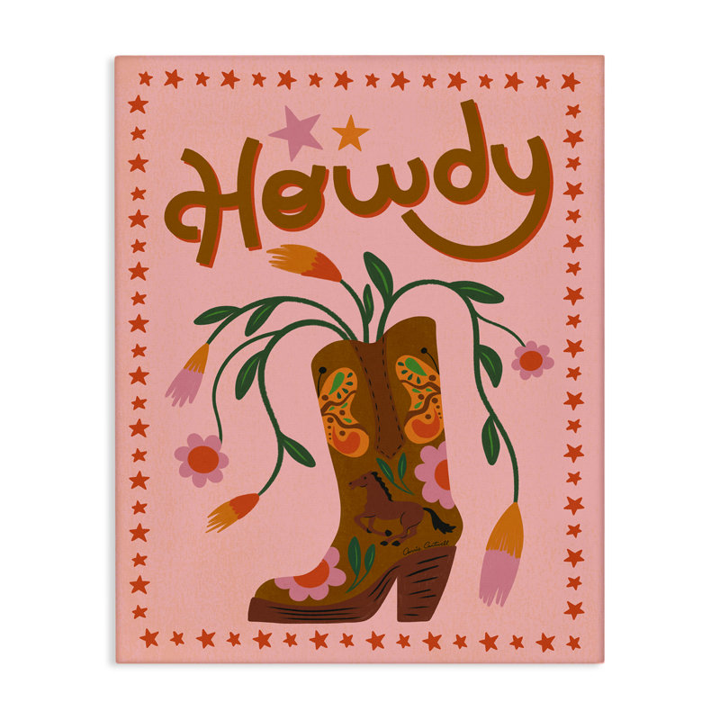 «Howdy Floral Cowgirl», art mural sur toile par Carrie Cantwell, H 40 po x l 30 po