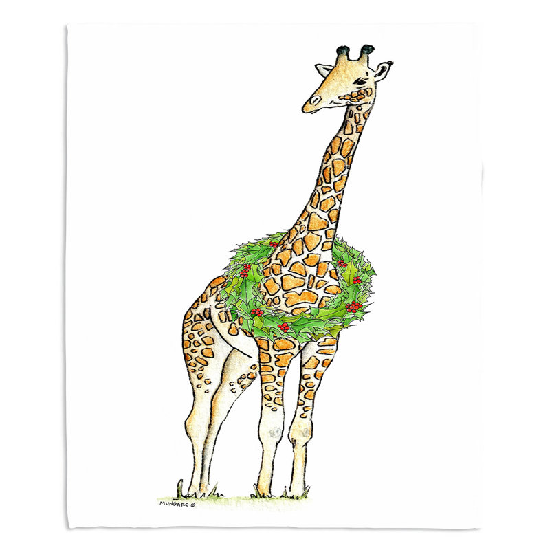 Couverture giraffe de noël couronne , 51 po x 60 po