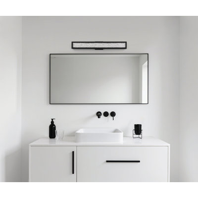 Eastville 32-inch Textured Black 5CCT LED Vanity Light with Clear Water Glass