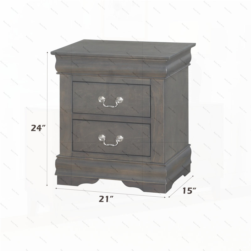 Table de chevet 2 tiroirs gris foncé