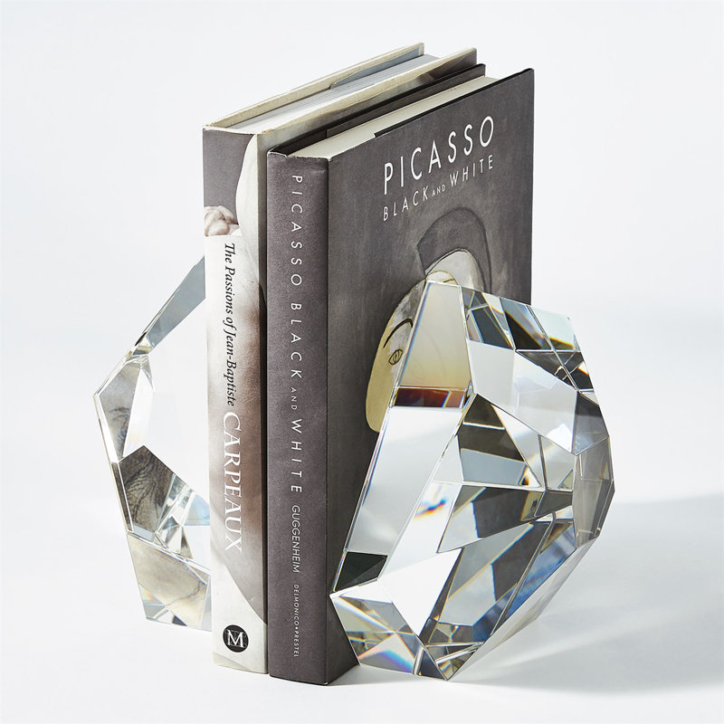 Serre-livres en cristal, Transparent