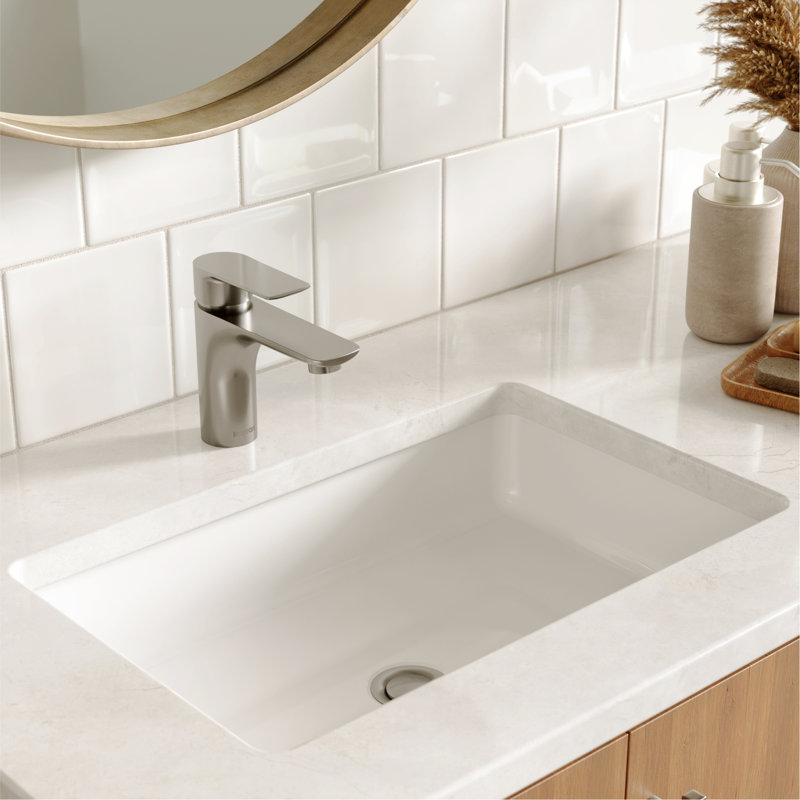Karran Kayes Single Handle Single Hole Bathroom Faucet With Matching Pop-up Drain, Stainless Steel