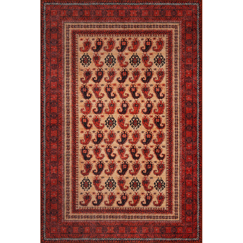 Tapis marocain décoratif rouge, Rectangle 5 pi x 7 pi 7 po