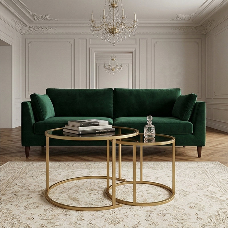 Ensemble de 2 tables basses Modern Modern, Bronze, Doré