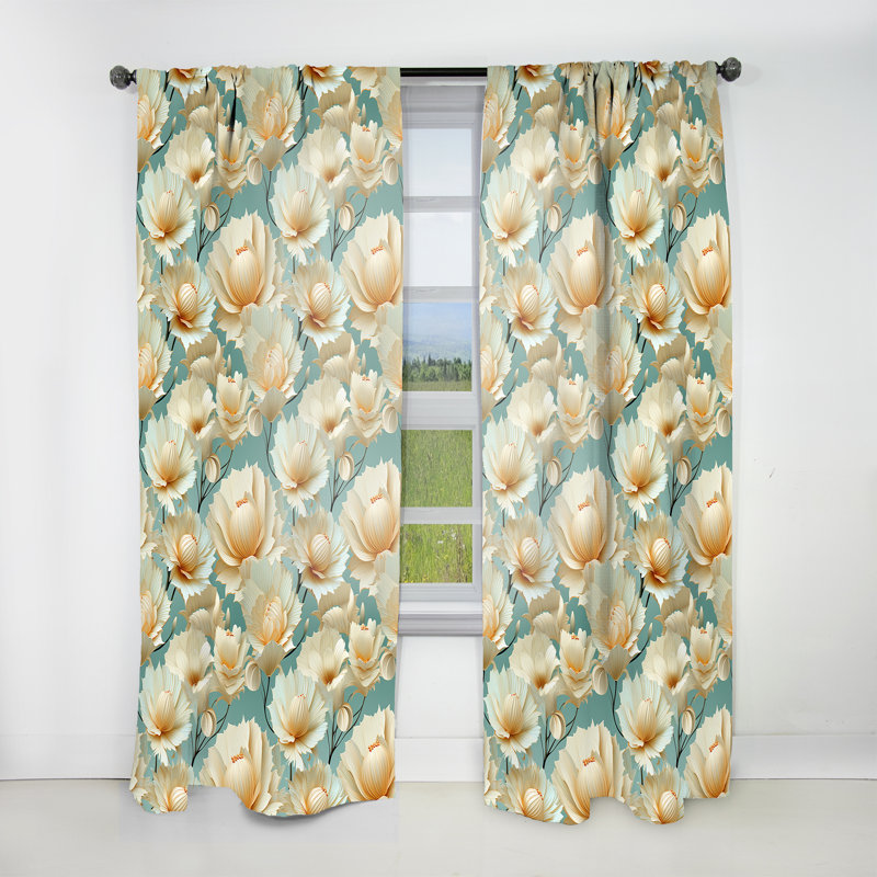 Motif tropical Seashell Harmony - Rideau floral - Rideau floral obscurcissant - 1 panneau, L 52 po x L 90 po