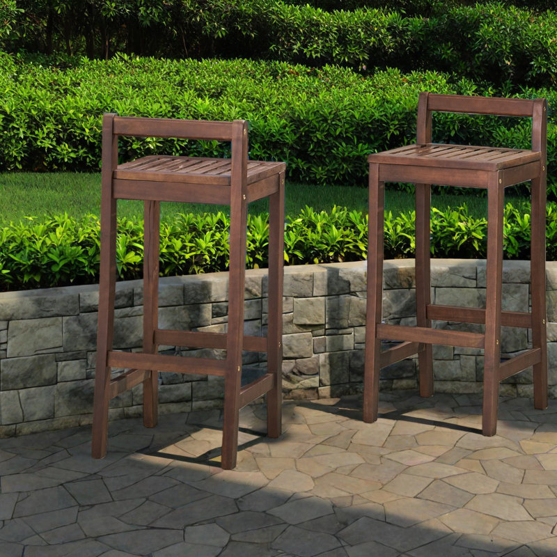 Tabourets de bar durables en bois d'acacia, conception moderne pour l'extérieur