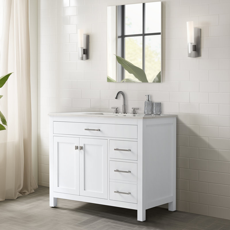 Trevor 42" W Single Vanity, White/Brushed Nickel