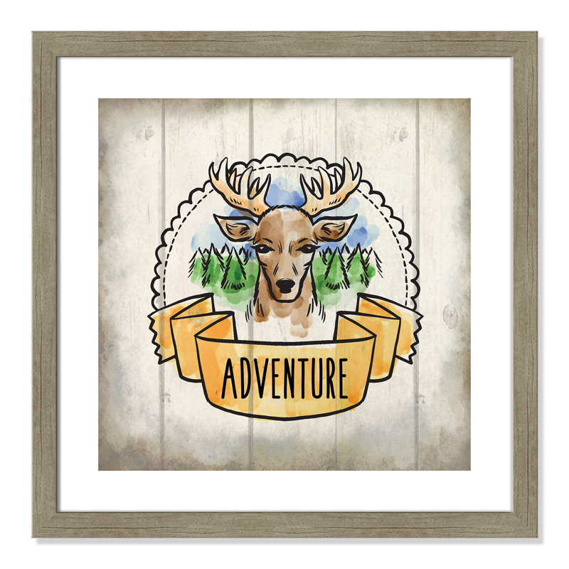 Adventure is out There 1, art encadré, H 22,5 po x l 22,5 po x P 0,6 po, Encadré plat de bois de grange gris