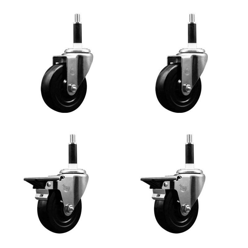 Ensemble de roulettes extensibles en caoutchouc souple à 2 roues SCC PLB 4 po x 7/8 po