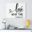 «Love Never Fails Corinthians 13: 7», impression murale verset de la Bible prêt à être accroché-2987959