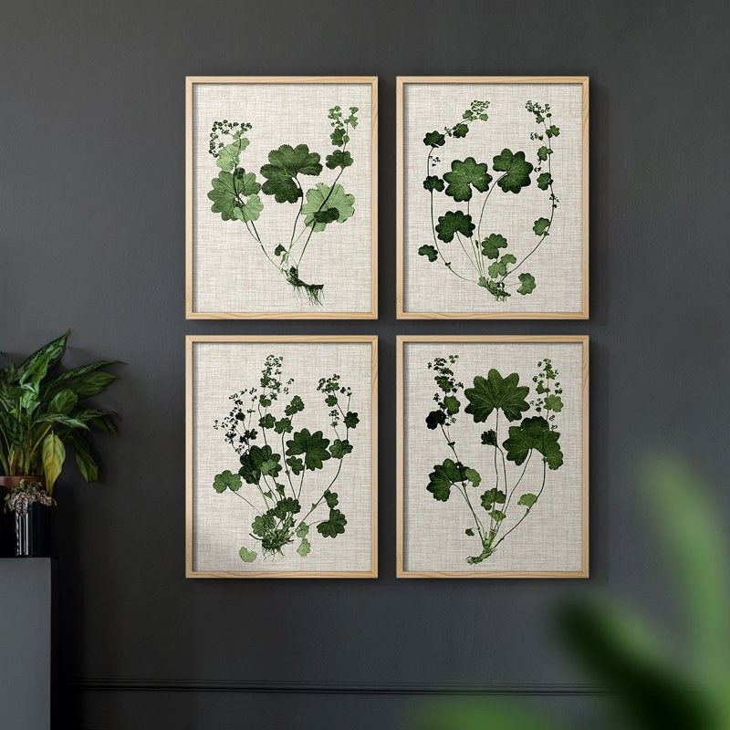 «Forest Foliage on Linen I», reproduction encadrée - ensemble de 4, H 14 po x l 44 po