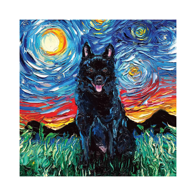 Schipperke Night by Aja Trier - Wrapped Canvas Print, 66.04 cm H x 66.04 cm W x 3.175 cm D