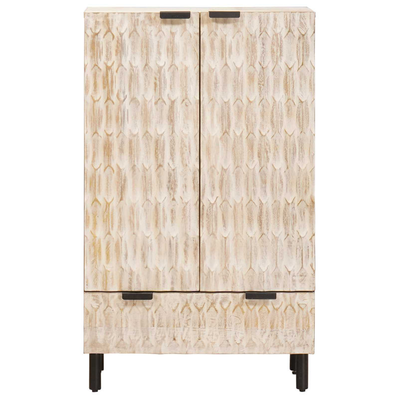Solid Wood Rectangle Accent Cabinet, Black/White Wash 
