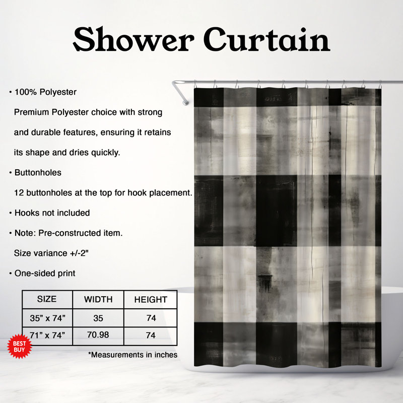 Vintage Plaid - Rideau de douche Premium, H 74 po x l 71 po
